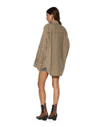 Womens Astra Ls Shirt Tan Plaid Oversized Shirts - Multi Colour