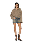 Womens Astra Ls Shirt Tan Plaid Oversized Shirts - Multi Colour
