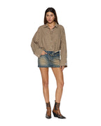 Womens Astra Ls Shirt Tan Plaid Oversized Shirts - Multi Colour