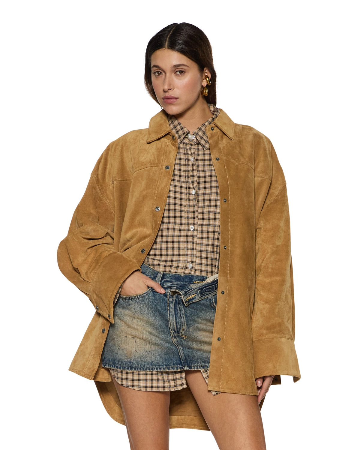 Womens Astra Rider Ls Shirt Tan Oversized Shirts - Tan