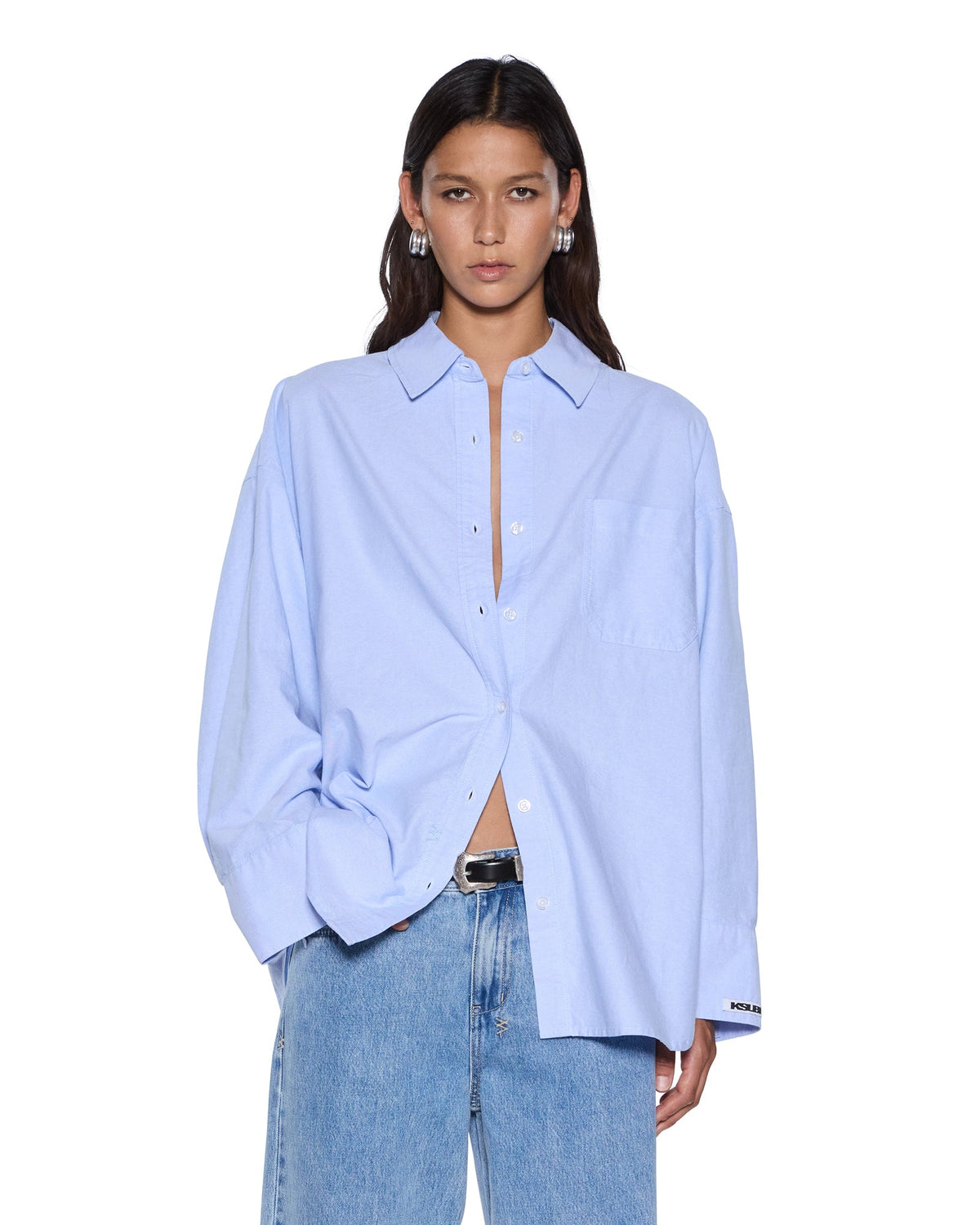 Womens Astra Ls Shirt Blue Oxford Oversized Shirts - Blue