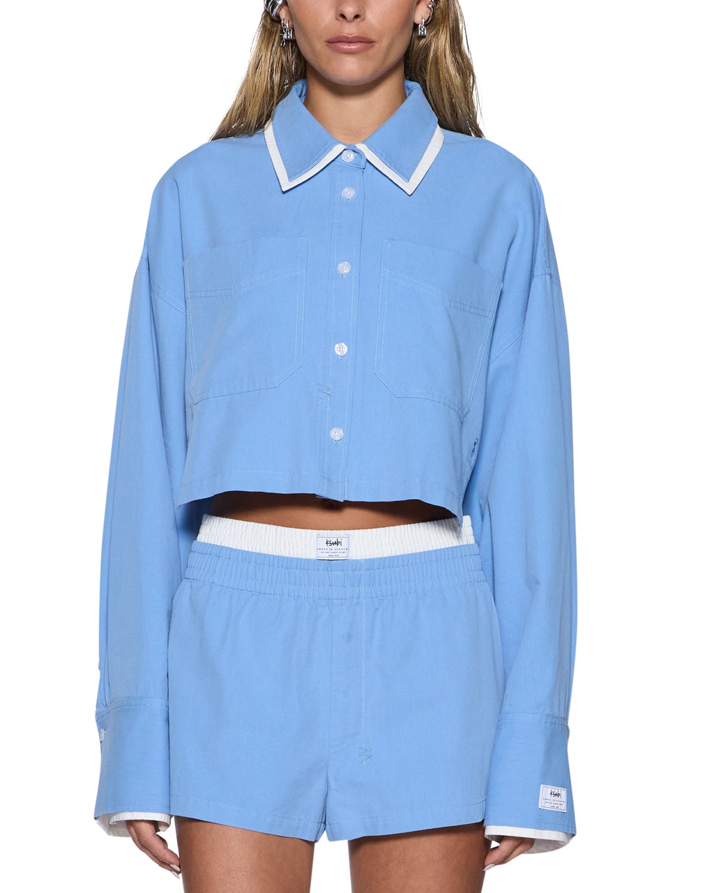 Womens Balter Ls Shirt Bright Blue/white Regular Shirts - Blue
