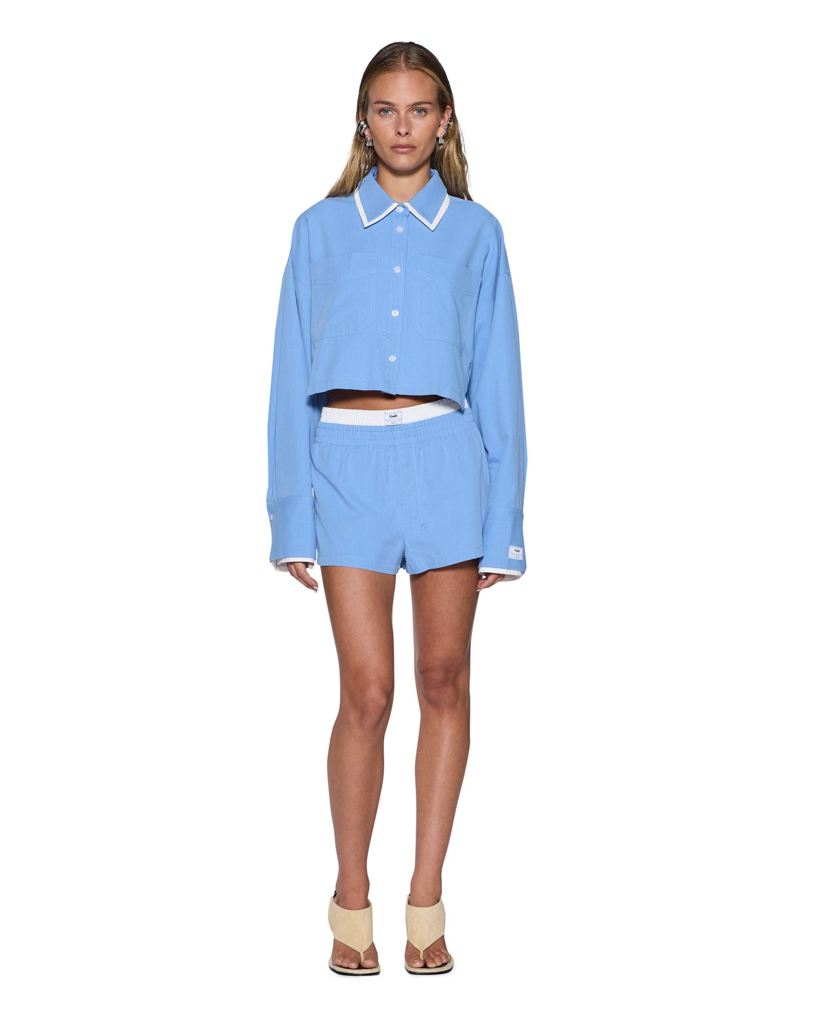 Womens Balter Ls Shirt Bright Blue/white Regular Shirts - Blue