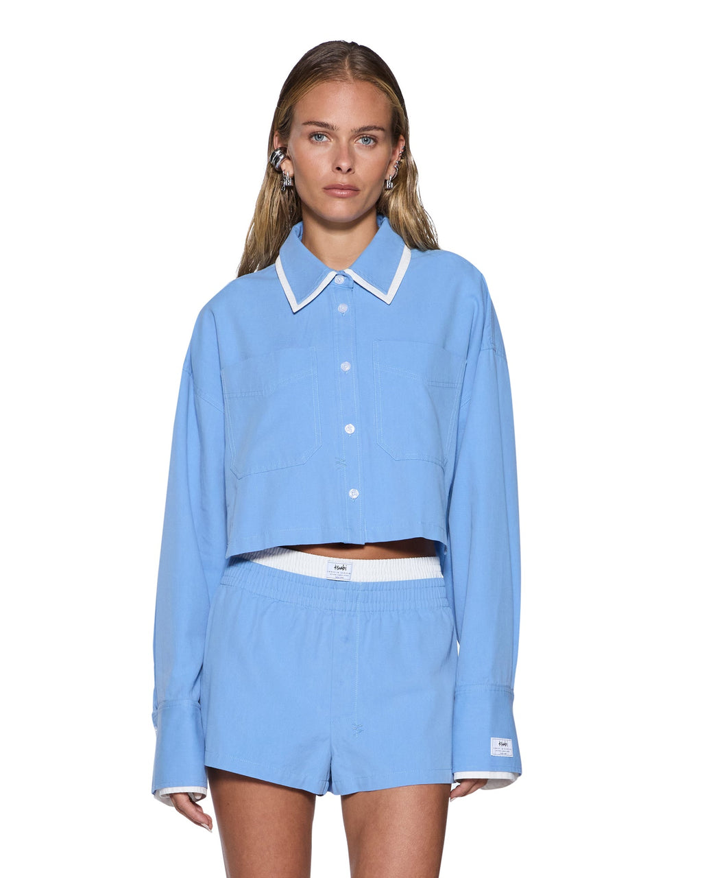 Womens Balter Ls Shirt Bright Blue/white Regular Shirts - Blue