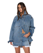 Womens Bolt Oversized Ls Shirt Swept Oversized Shirts - Denim