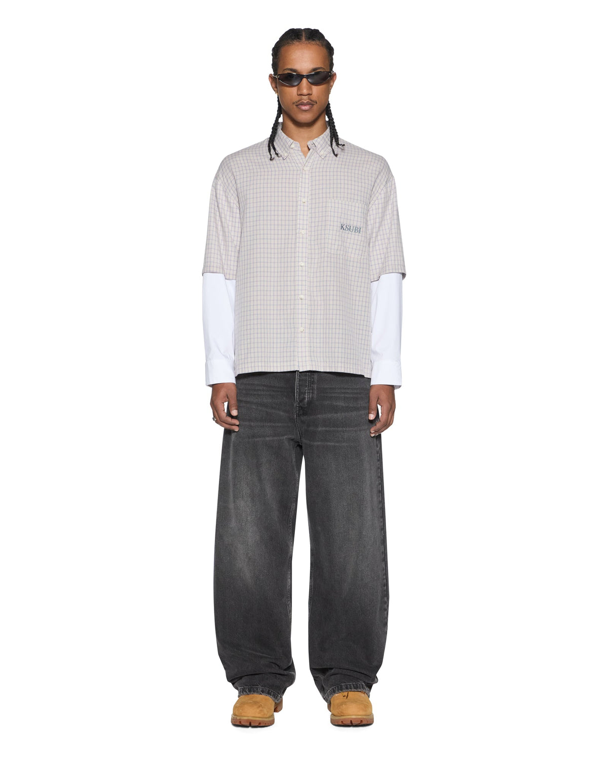 Mens E.n.d Button Layer Ls Shirt Check Regular Shirts - Multi Colour