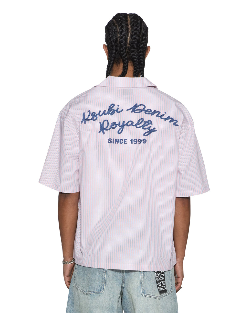 Mens Effect Diner Ss Shirt Quartz Stripe Regular Shirts - Pink