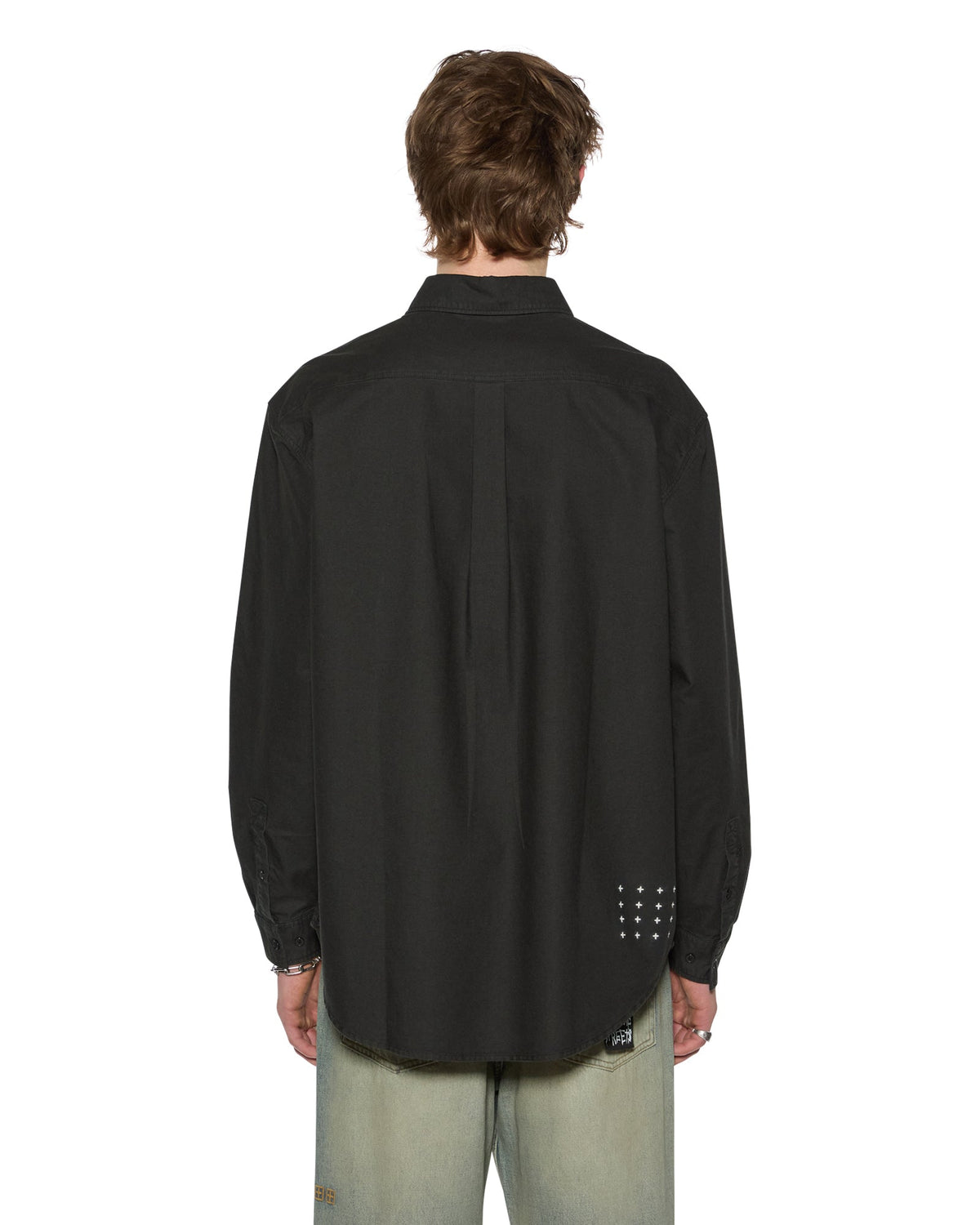 Mens Ksignature Button Down Ls Shirt Black Regular Shirts - Black