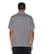 Mens Lounge Ss Resort Shirt Charcoal Regular Shirts - Grey