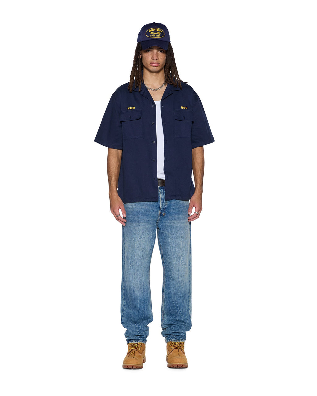 Mens Mekanik Boiler Ss Shirt Ink Blue Regular Shirts - Navy
