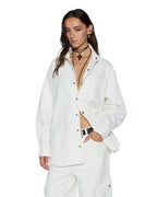 Womens Oversized Ls Shirt Ecru Oversized Shirts - Beige