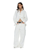 Womens Oversized Ls Shirt Ecru Oversized Shirts - Beige