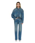 Womens Oversized Ls Shirt Texas Blue Studded Oversized Shirts - Denim