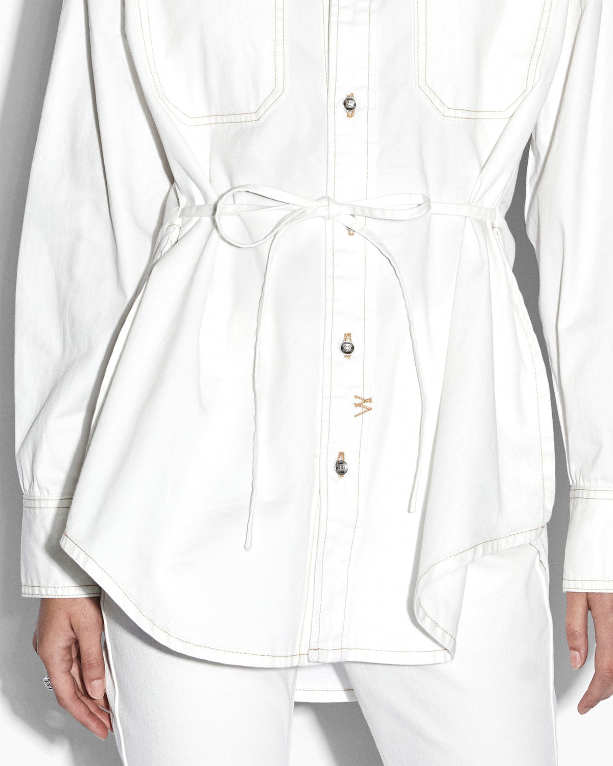 Womens Oversized Tie Ls Shirt Sugar Rush Oversized Shirts - White