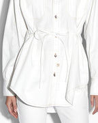 Womens Oversized Tie Ls Shirt Sugar Rush Oversized Shirts - White