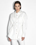 Womens Oversized Tie Ls Shirt Sugar Rush Oversized Shirts - White