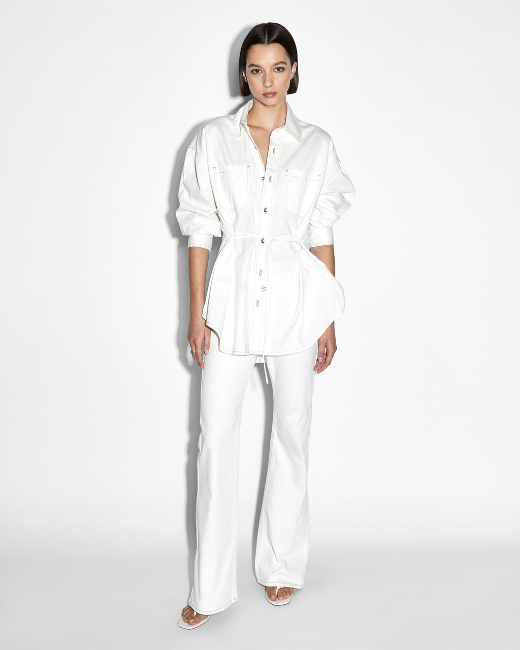 Womens Oversized Tie Ls Shirt Sugar Rush Oversized Shirts - White