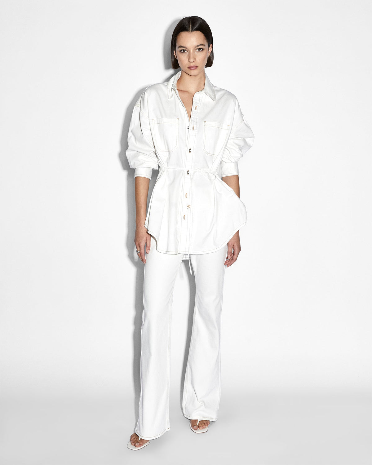 Womens Oversized Tie Ls Shirt Sugar Rush Oversized Shirts - White