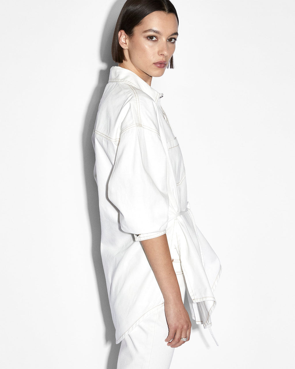 Womens Oversized Tie Ls Shirt Sugar Rush Oversized Shirts - White