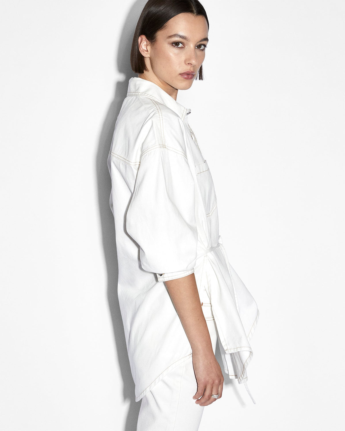 Womens Oversized Tie Ls Shirt Sugar Rush Oversized Shirts - White