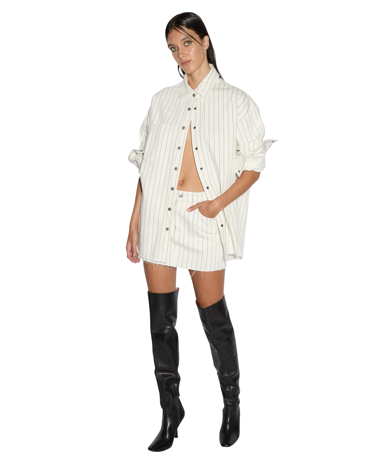 Womens Low Rider Mini Prophetik Slim Skirts - White