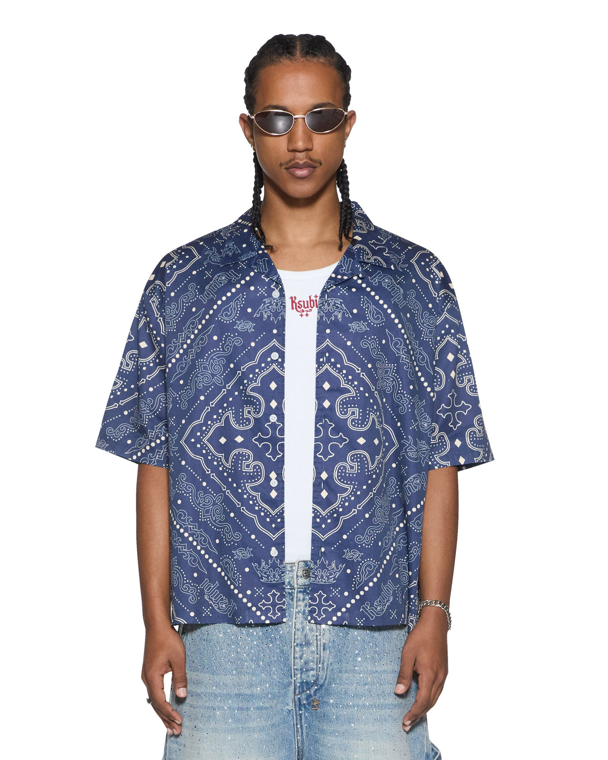 Mens Paise Diner Ss Shirt Deep Regular Shirts - Navy