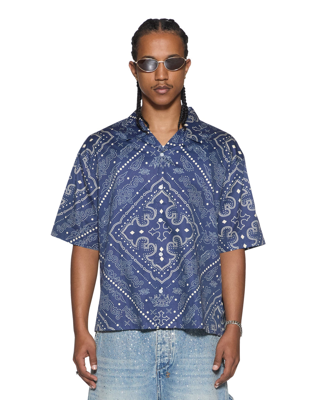 Mens Paise Diner Ss Shirt Deep Regular Shirts - Navy