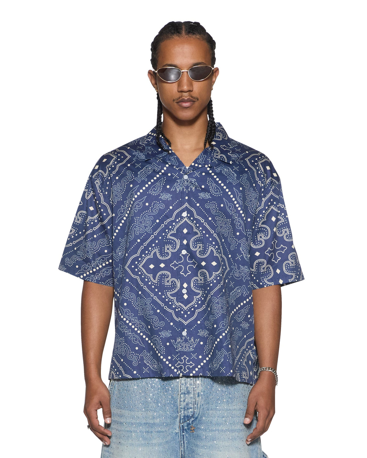 Mens Paise Diner Ss Shirt Deep Regular Shirts - Navy