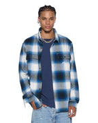 Mens Rosebowl Ls Shirt Salted Blue Regular Shirts - Blue