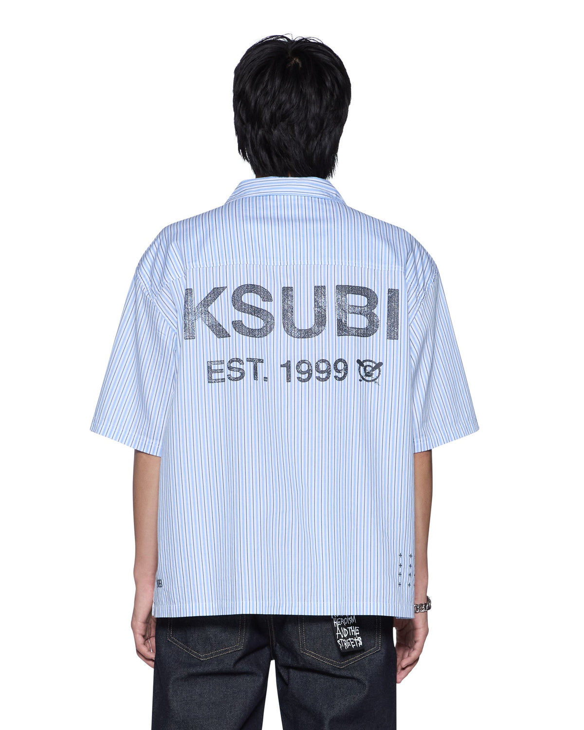 Mens State Diner Ss Shirt Ocean Stripe Regular Shirts - Blue
