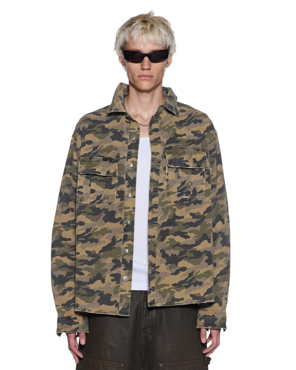 Mens Vulture Ls Shirt Camo Regular Shirts - Green