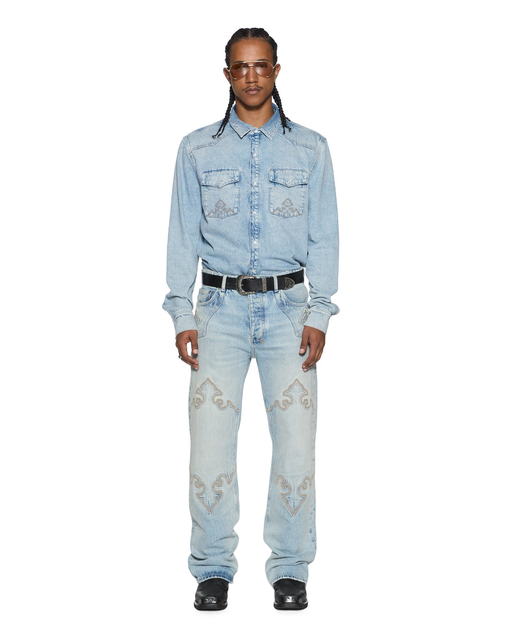 Mens Whiplash Ls Shirt Krystal Blue Regular Shirts - Denim