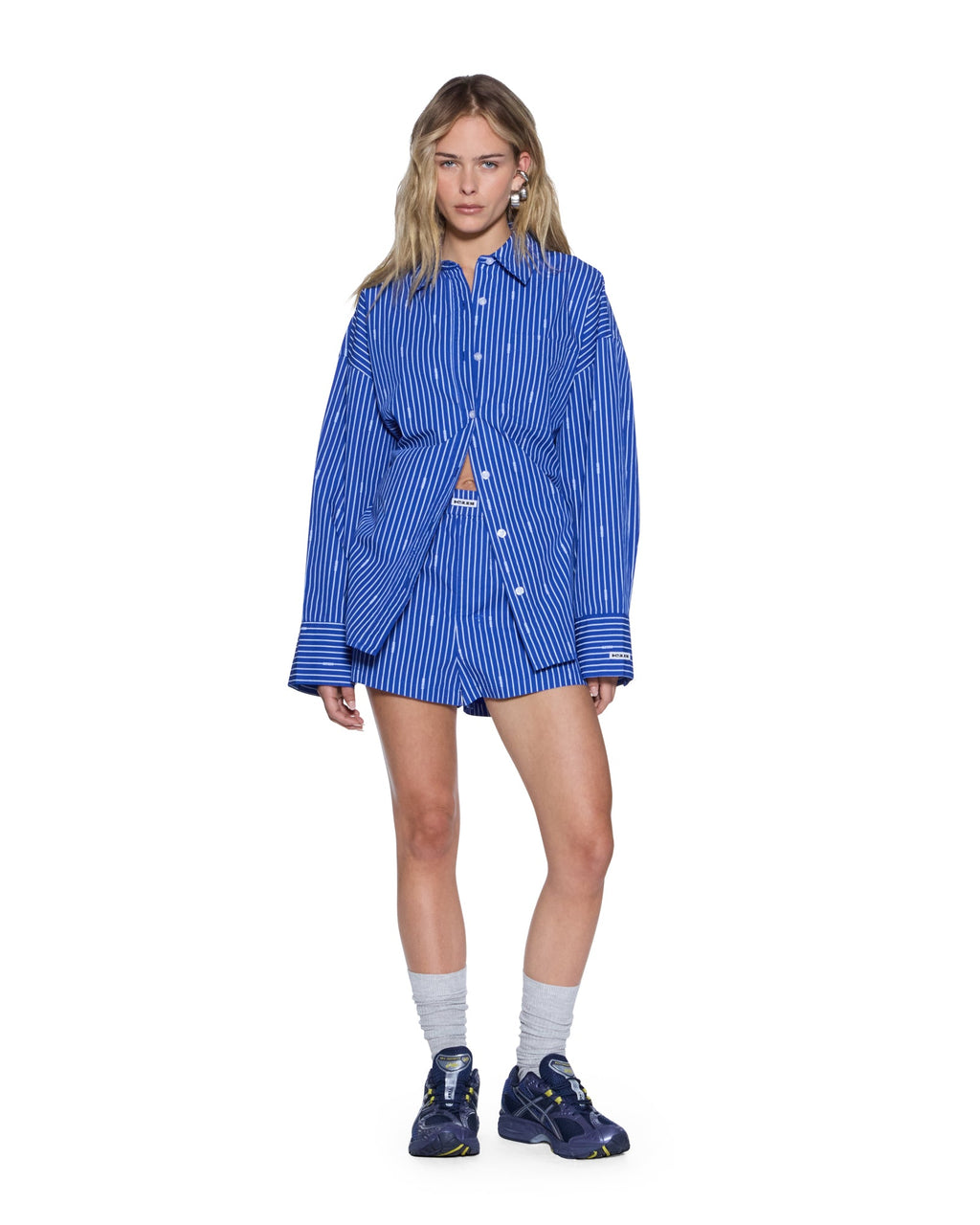 Womens Astra Shirt Cobalt Stripe Oversized Shirts - Blue