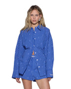 Womens Astra Shirt Cobalt Stripe Oversized Shirts - Blue