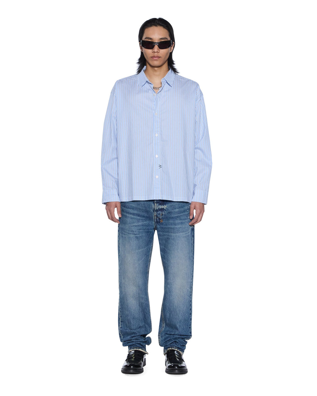 Mens Lanley Ls Shirt Ocean Stripe Regular Shirts - Multi Colour