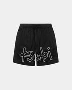 Mens 1999 Life Short Black Relaxed Walkshorts - Black