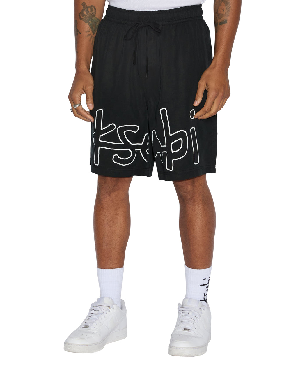 Mens 1999 Life Short Black Relaxed Walkshorts - Black