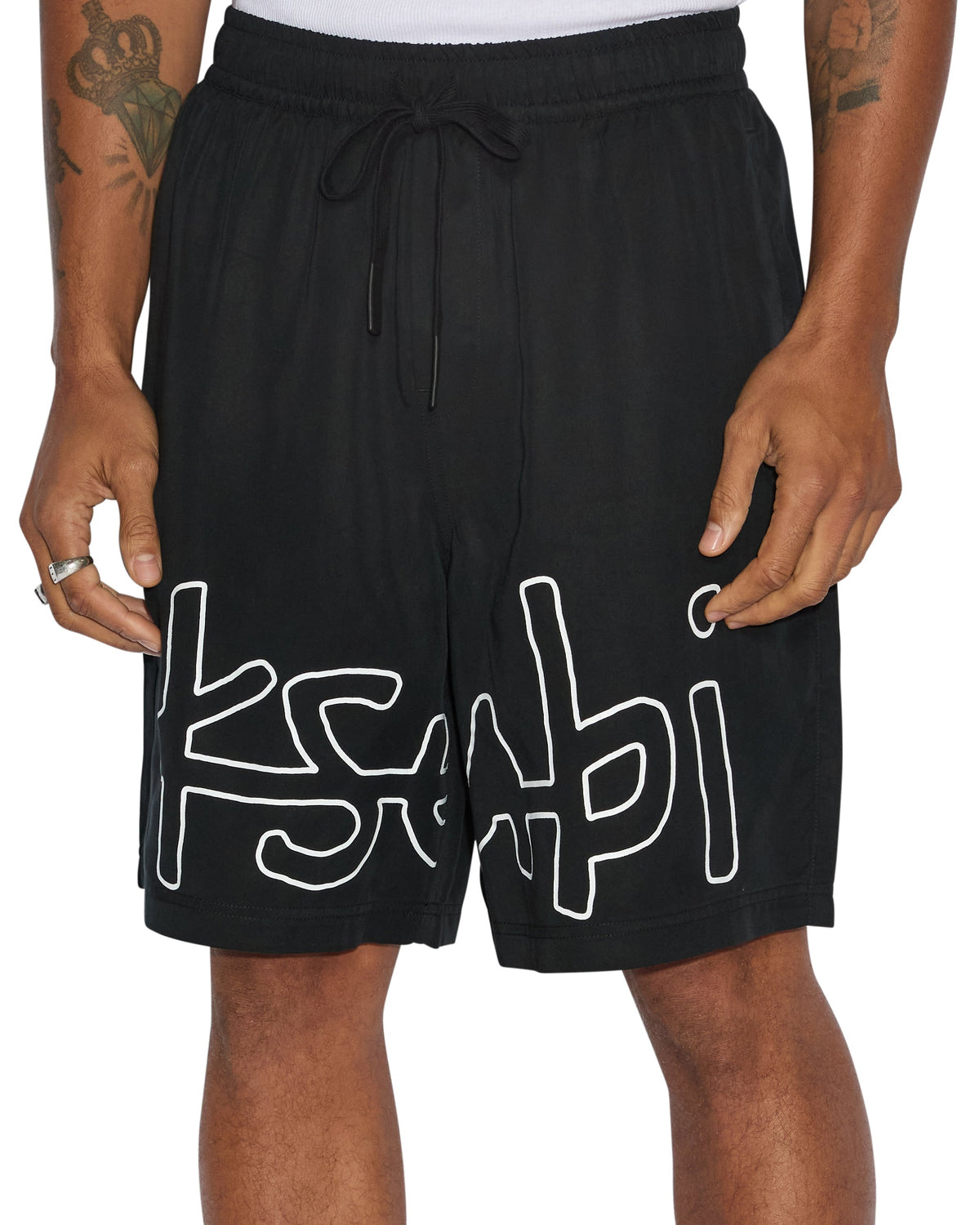 Mens 1999 Life Short Black Relaxed Walkshorts - Black