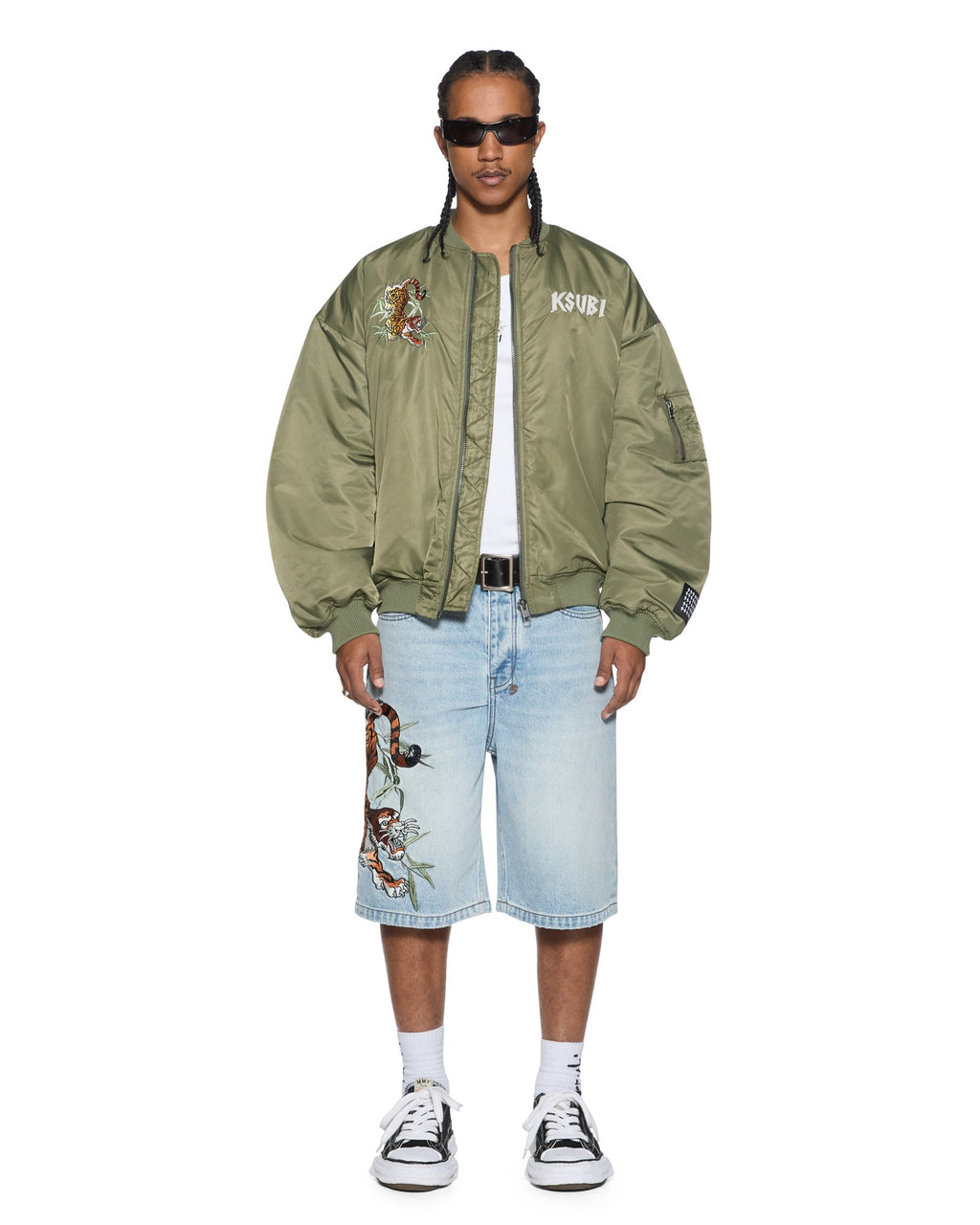 Mens Stay Up 4eva Bomber Jacket Khaki Oversized Jackets - Khaki