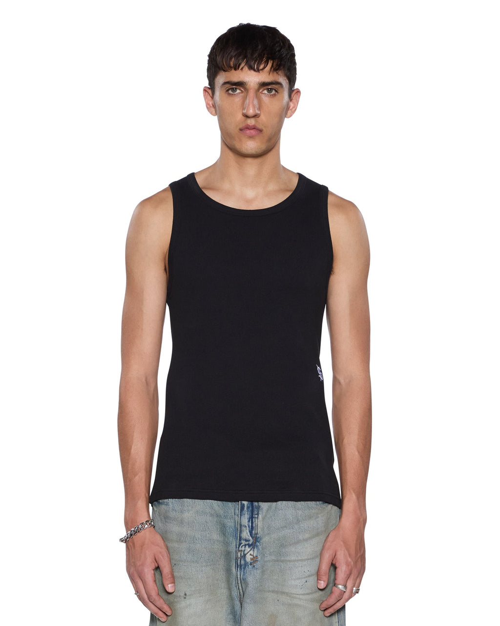 Mens Debut Singlet Black Fitted Tees - Black