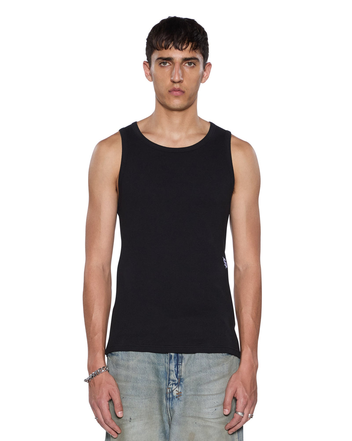 Mens Debut Singlet Black Fitted Tees - Black