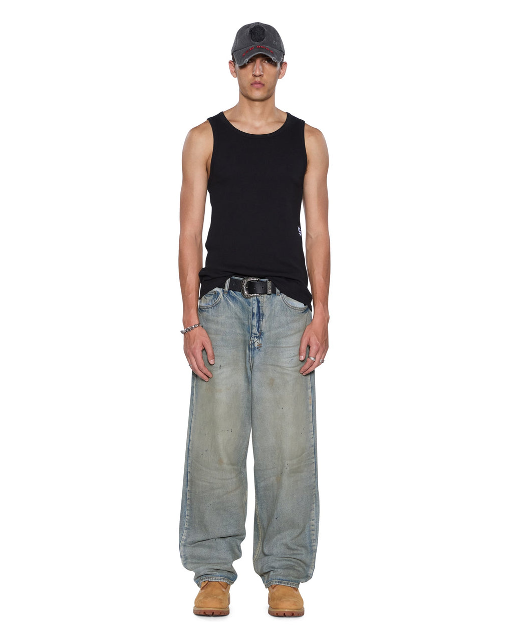 Mens Debut Singlet Black Fitted Tees - Black