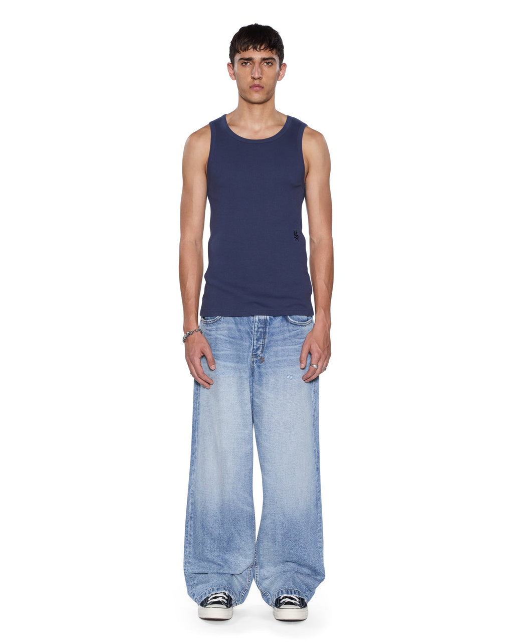 Mens Debut Singlet Navy Fitted Tees - Navy