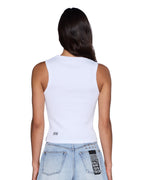 Womens Stacked Syndicate Tank Xtra White Fitted Fashion Tops - White