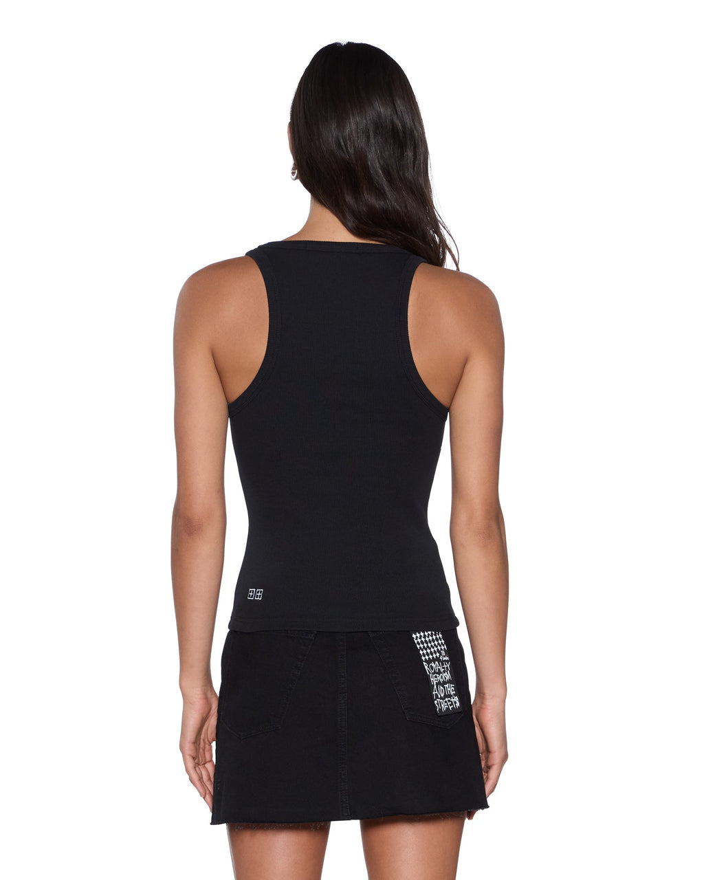 Womens Stacked Origin Tank Black Fitted Fashion Tops - Black