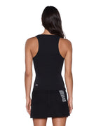 Womens Stacked Origin Tank Black Fitted Fashion Tops - Black