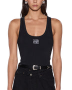 Womens Stacked Origin Tank Black Fitted Fashion Tops - Black