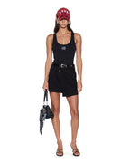 Womens Stacked Origin Tank Black Fitted Fashion Tops - Black
