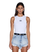 Womens Stacked Syndicate Tank Xtra White Fitted Fashion Tops - White