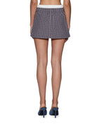 Womens Boxer Mini Skirt White Plaid Regular Skirts - Multi Colour